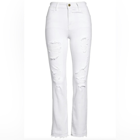 Frame Denim Le High Straight white distressed ripped women’s size 23 high rise - Picture 2 of 10